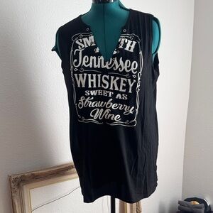 Black Graphic Sleeveless Top